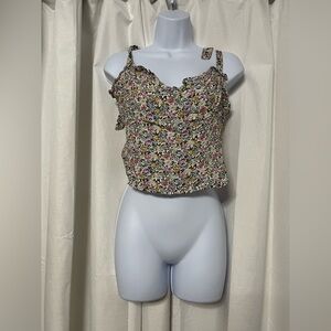 ASTR The Label Women’s Floral Tie Cami Pink And Blue Ditsy Flowers Size Large